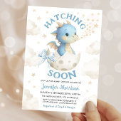 Hatching Soon Dragon Baby Shower Boy Dusty Blue  Kaart