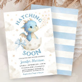 Hatching Soon Dragon Baby Shower Boy Dusty Blue  Kaart