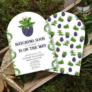 Hatching Soon Gender Neutral Dragon Baby shower Kaart