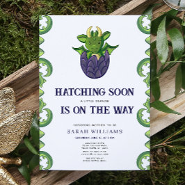 Hatching Soon Gender Neutral Dragon Baby shower Kaart