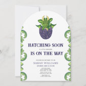 Hatching Soon Gender Neutral Dragon Baby shower Kaart (Voorkant)