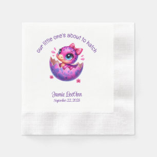 "Hatching Soon" Paarse dinosaurus Baby shower Servet