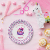 "Hatching Soon" Roze Dinosaurus Baby shower Papieren Bordje (Feest)