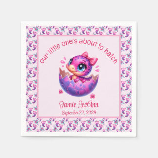 "Hatching Soon" Roze Dinosaurus Baby shower Servet