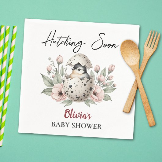 Hatching Soon Rustic Baby Chick Baby shower Servet