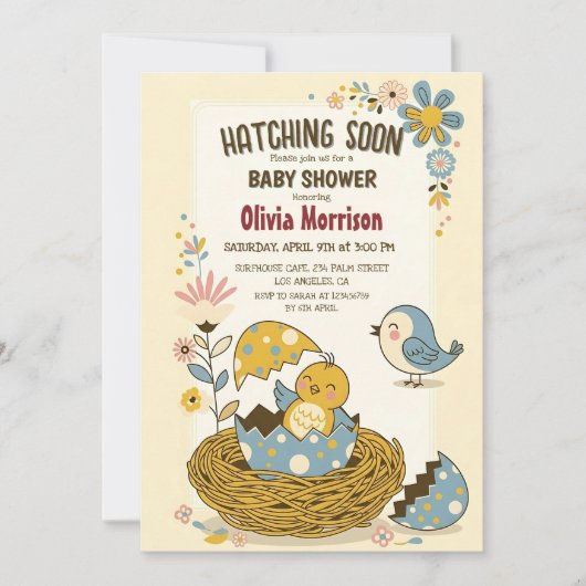 "Hatching Soon" Schattige Baby Bird Baby shower Kaart (Voorkant)