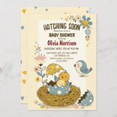"Hatching Soon" Schattige Baby Bird Baby shower Kaart (Voorkant / Achterkant)