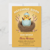 Hatching Soon Schattige Chick Baby shower Invitati Kaart (Voorkant)
