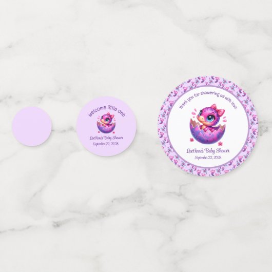 "Hatching Soon" Schattigee dinosaurus Baby shower Confetti (Voorkanten)