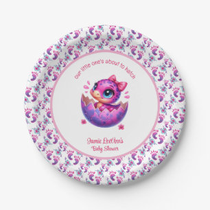 "Hatching Soon" Schattigee dinosaurus Baby shower Papieren Bordje