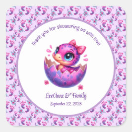 "Hatching Soon" Schattigee dinosaurus Baby shower Vierkante Sticker