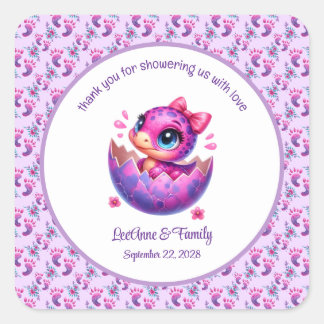 "Hatching Soon" Schattigee dinosaurus Baby shower Vierkante Sticker