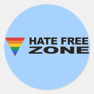 Hate Free Zone Bumpersticker Ronde Sticker