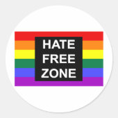 Hate Free Zone Ronde Sticker (Voorkant)