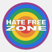 Hate Free Zone Ronde Sticker (Voorkant)