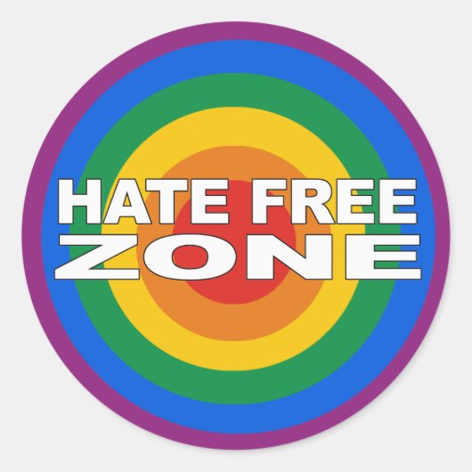Hate Free Zone Ronde Sticker (Voorkant)