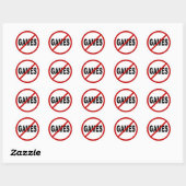 Hate Games / Geen Spellen Toegestaan Teken Verklar Ronde Sticker (Vel)