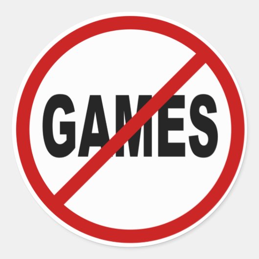 Hate Games / Geen Spellen Toegestaan Teken Verklar Ronde Sticker (Voorkant)