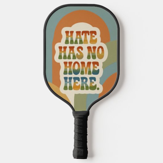 Hate Has No Home Here Retro Rainbow Pickleball Paddle (Achterkant)