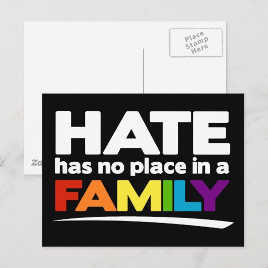 Hate heeft geen plaats in een gezin briefkaart (Voorkant / Achterkant)