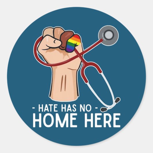 Hate heeft geen thuis in verpleeghuis LGBT Ronde Sticker (Voorkant)