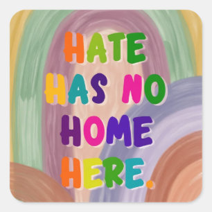 Hate Heeft Hier Geen Thuis Kleurrijke Regenboog Vierkante Sticker