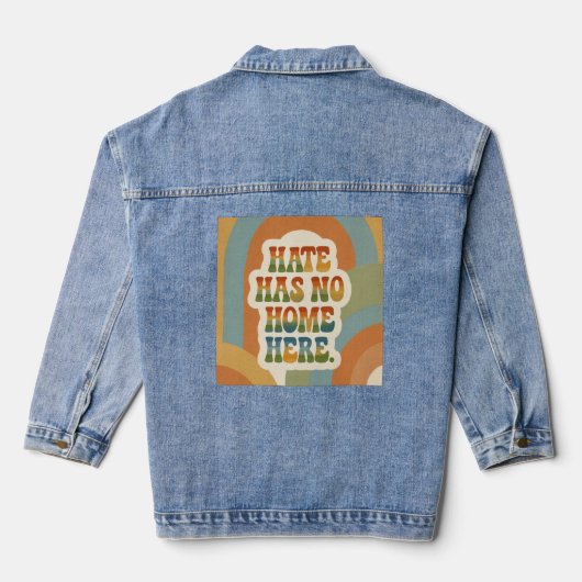 Hate Heeft Hier Geen Thuis Retro Regenboog Denim Jacket (Achterkant)