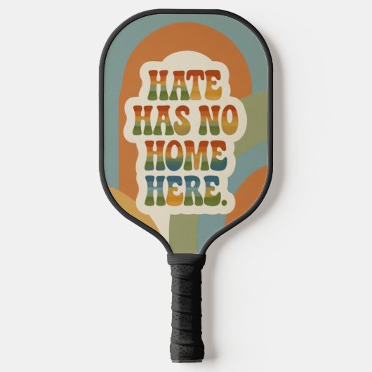 Hate Heeft Hier Geen Thuis Retro Regenboog Pickleball Paddle (Voorkant)