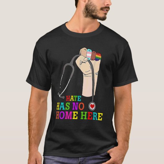 Hate heeft hier geen verpleegster die LHBTQ Pride  T-shirt (Voorkant)
