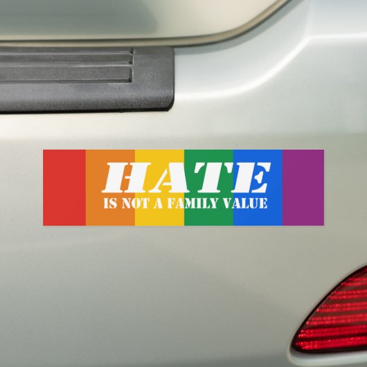Hate is geen Bumpersticker voor familiewaarde (Op auto)