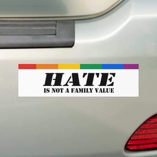 Hate is geen familiewaarde bumpersticker (Op auto)