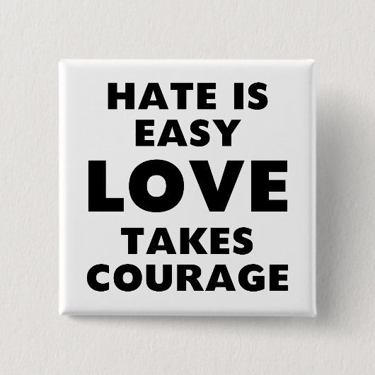 Hate is gemakkelijk vierkante button 5,1 cm (Voorkant)