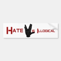 Hate is Illogical Equality Bumpersticker Decal