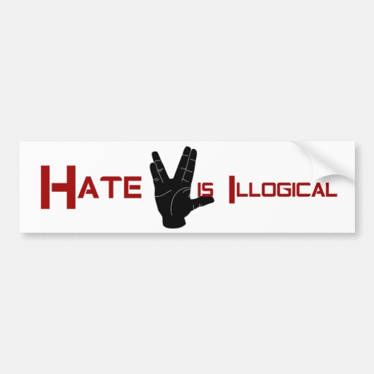 Hate is Illogical Equality Bumpersticker Decal (Voorkant)
