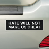 Hate maakt ons niet geweldig bumpersticker (Op auto)