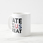 Hate maakt ons niet geweldig koffiemok (Voorkant links)