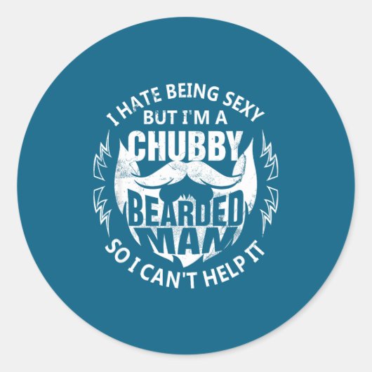 Hate Maar Chubby Baard Papa Ronde Sticker (Voorkant)
