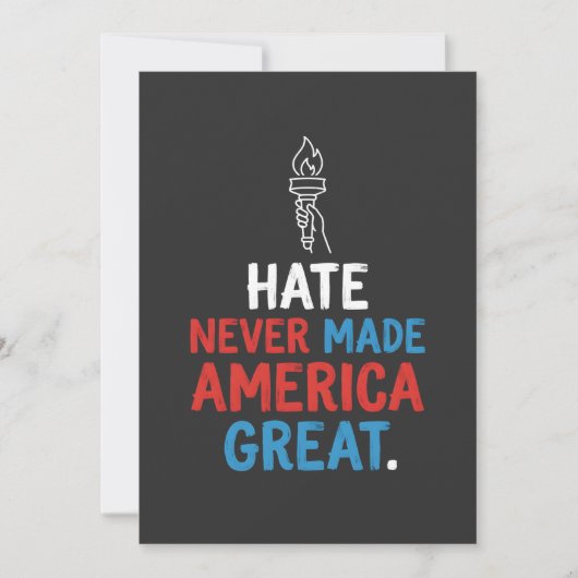 Hate Never Made America Great Patriotic Statement Kaart (Voorkant)