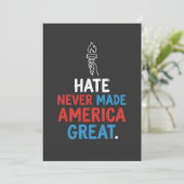 Hate Never Made America Great Patriotic Statement Kaart (Staand voorkant)