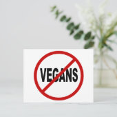 Hate Vegans/No Vegans Allowance Sign Statement Briefkaart (Staand voorkant)
