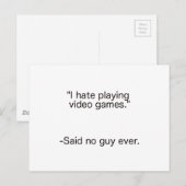 Hate Video Games: "Geen man in Black Blue Red" Briefkaart (Voorkant / Achterkant)