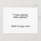 Hate Video Games: "Geen man in Black Blue Red" Briefkaart (Voorkant)