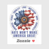 Hate Won maakt Amerika niet geweldig Sticker (Vel)