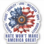 Hate Won maakt Amerika niet geweldig Sticker (Voorkant)