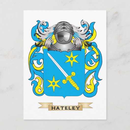 Hateley wapenschild (familiewapen) briefkaart (Voorkant)