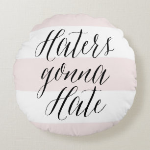 Haters gaan moderne kalligrafie haten roze strepen rond kussen
