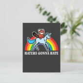 Haters Gonna Hate Funny Red Panda Riding Unicorn Briefkaart (Staand voorkant)