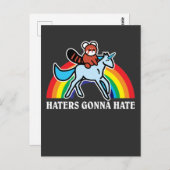 Haters Gonna Hate Funny Red Panda Riding Unicorn Briefkaart (Voorkant / Achterkant)