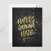 Haters Gonna Hate Gold Glitter Grunge Chalkboard Briefkaart (Voorkant / Achterkant)