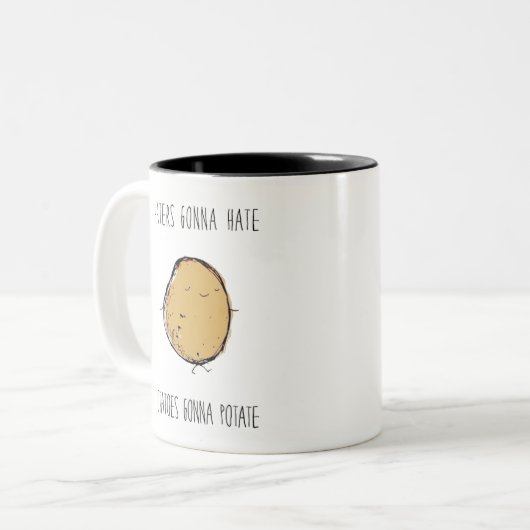 Haters Gonna Hate Potaten Gonna Potate Tweekleurige Koffiemok (Voorkant links)